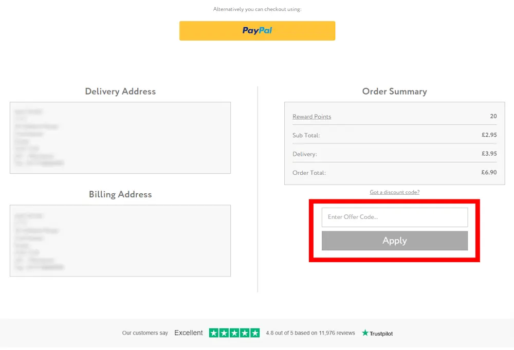 Screenshot showing where to apply a Bodykind discount code during checkout on bodykind.com.