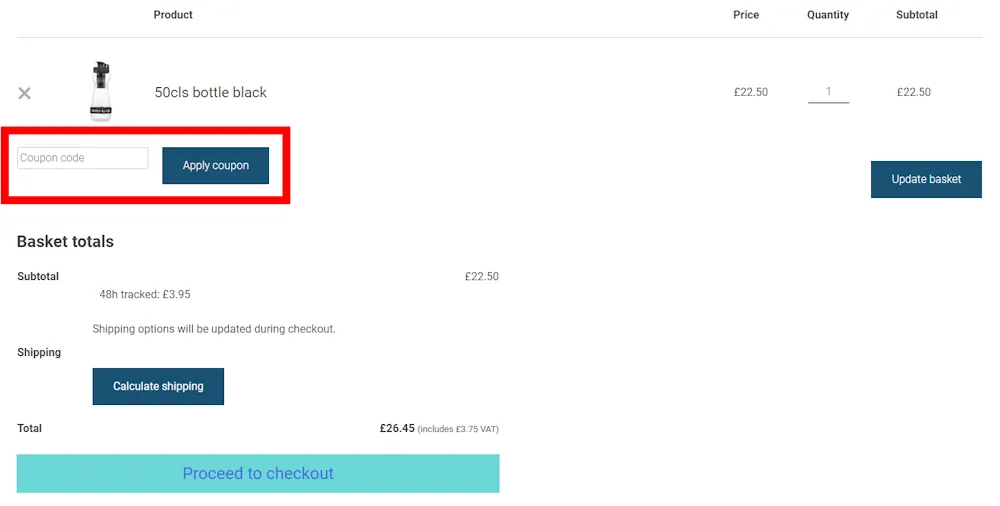 Instructions how to enter a verified discount code for Water-to-Go on watertogo.eu