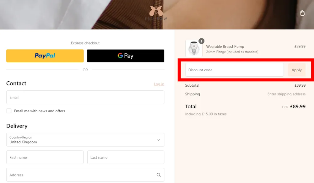 Verified instructions on how to enter our fraupow voucher code at checkout.