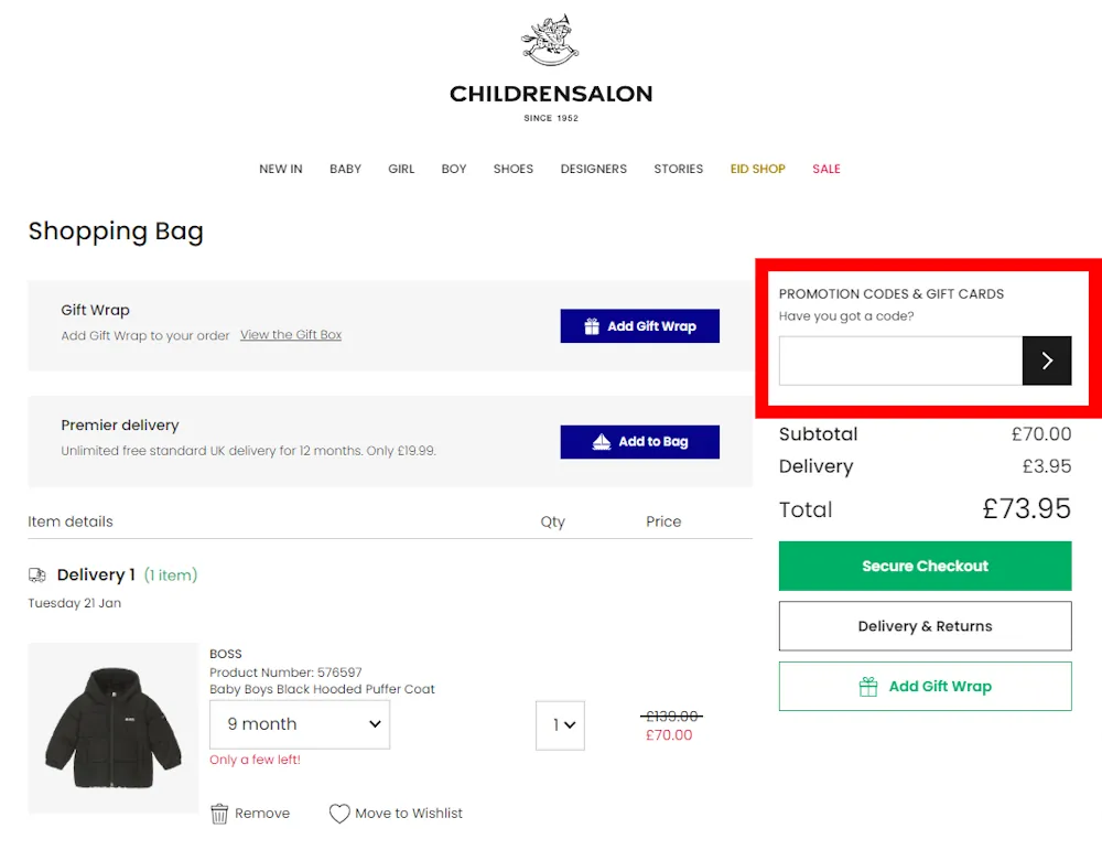 Verified instructions on how to enter our childrensalon discount code at checkout at childrensalon.com.