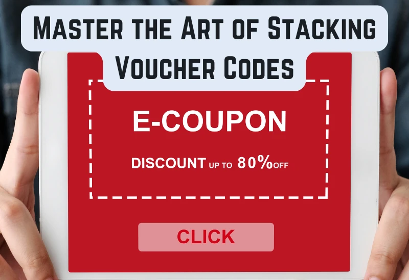 Person using a iPad to apply multiple voucher codes for online shopping savings