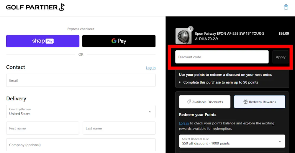Instructions how to enter a verified discount code for GOLF Partner on golfpartnerusa.com