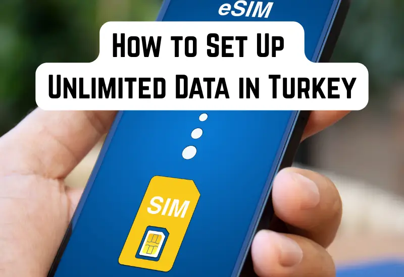 Smartphone screen showing eSIM activation and travel apps in use.