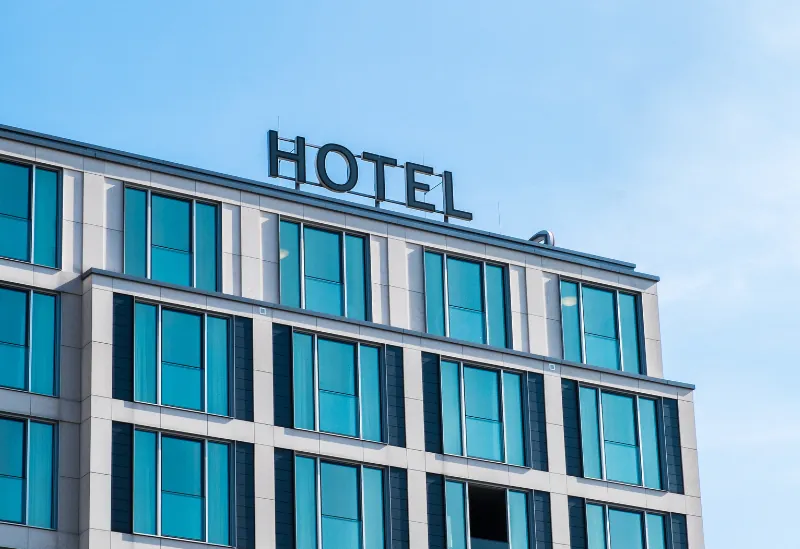 Hotel building used for hotel discount codes and travel savings.