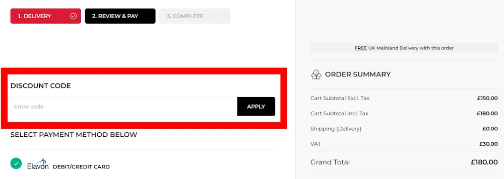 Screenshot where to enter your Hiatt Hardware voucher on www.hiatt-hardware.com